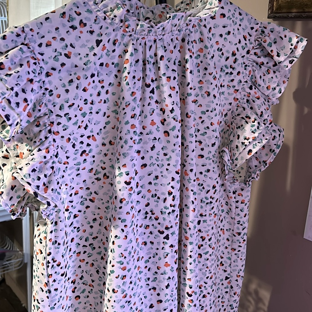 Thml Size M, Dotted Accent Pattern, Ruffled Neck … - image 2